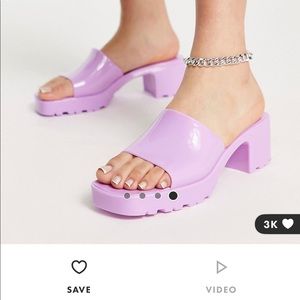 ASOS Design heat jelly heeled mules size 6